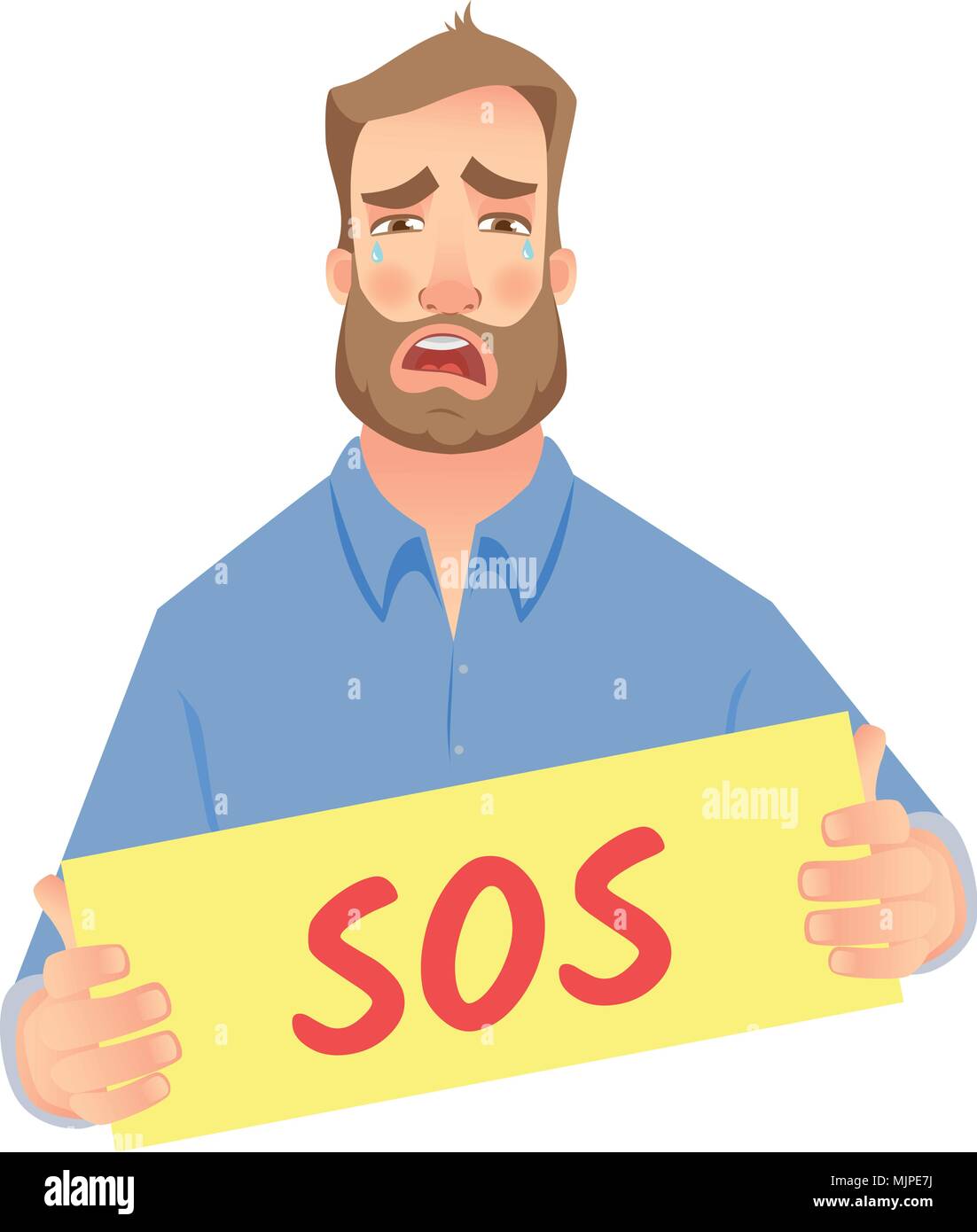 Man holding sos sign Illustration de Vecteur