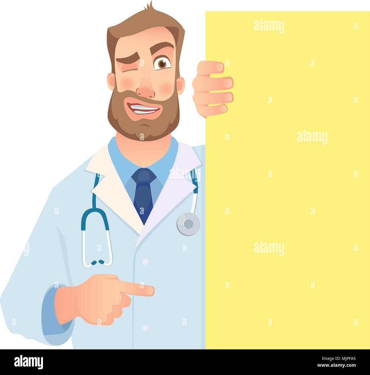 Doctor holding blank signboard Illustration de Vecteur