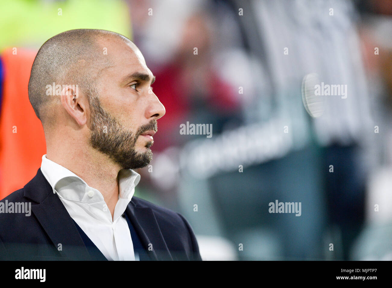 Turin, Italie, 5 mai 2018. Marco Di Vaio, au cours de la Serie A Italia match de football entre la Juventus et Bologne FC à Allianz Stadium le 05 mai 2018 à Turin, Italie. Crédit : Antonio Polia/Alamy Live News Banque D'Images