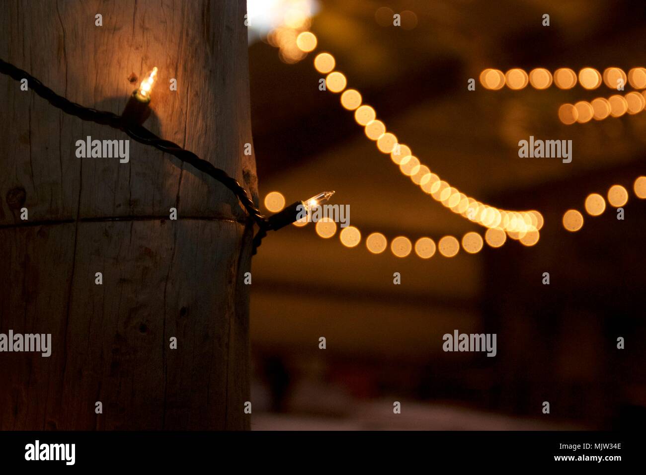 Yakima, Washington / USA - 22 janvier 2017 : Fairy lights créer un environnement moody à un style country et western vente aux enchères Banque D'Images