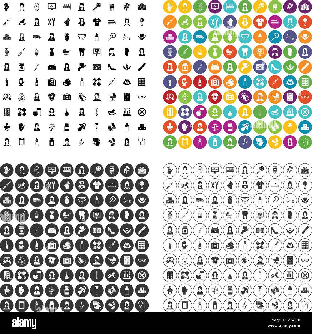 100 icônes de sage-femme variante vecteur Illustration de Vecteur