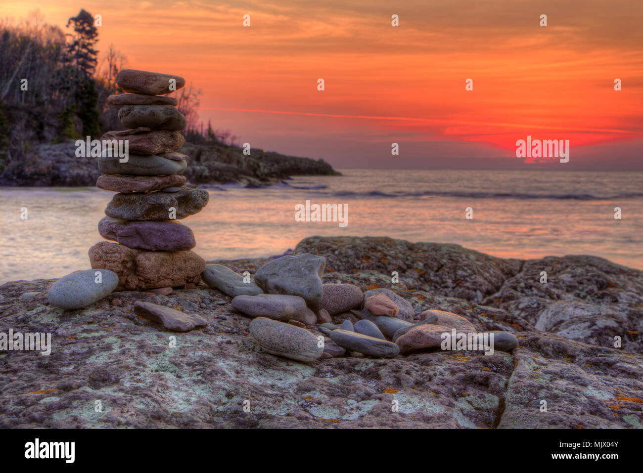 Temperance River est un parc d'État sur la rive nord du lac Supérieur au Minnesota Banque D'Images