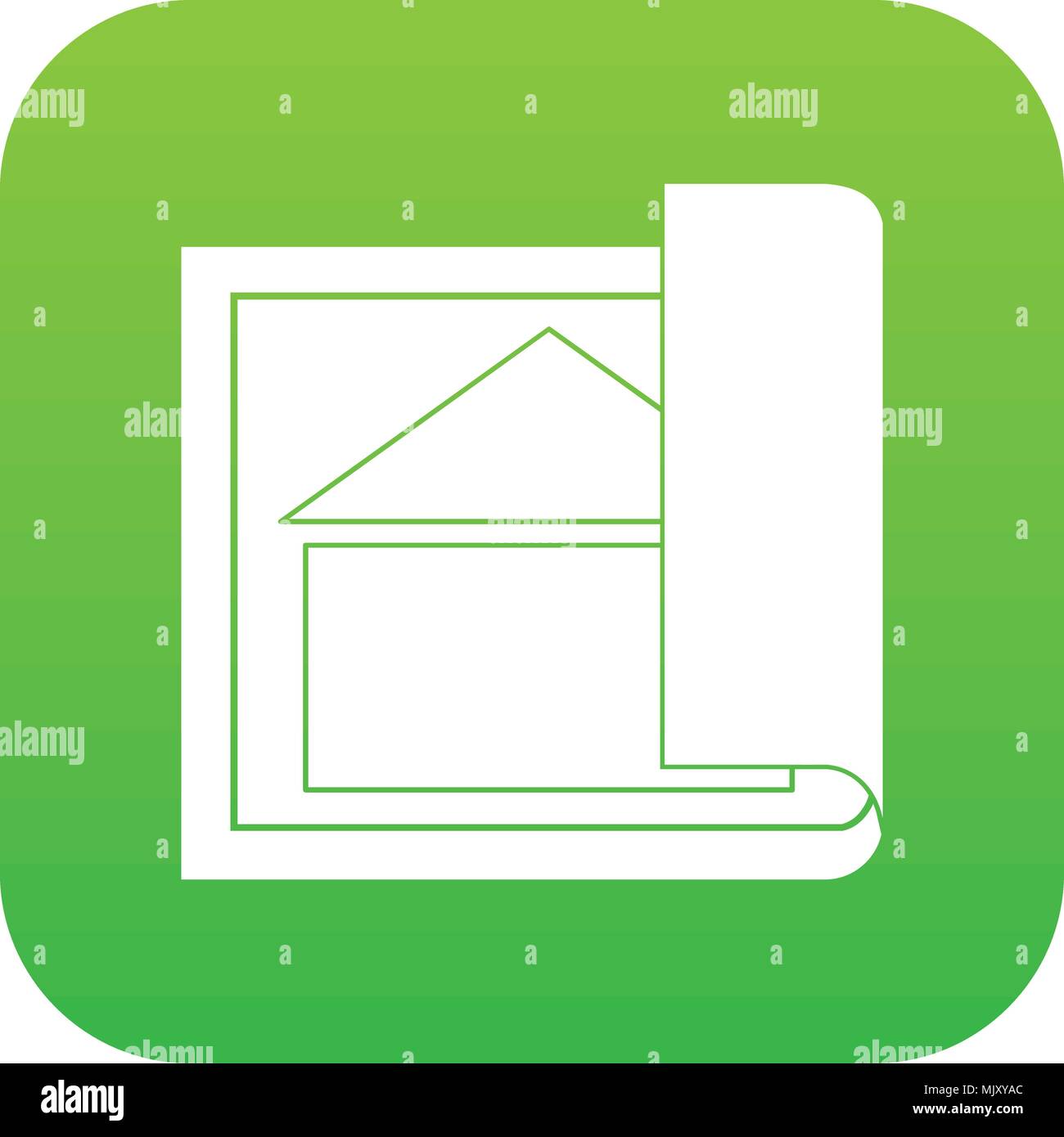 L'icône du plan bâtiment vert numérique Illustration de Vecteur