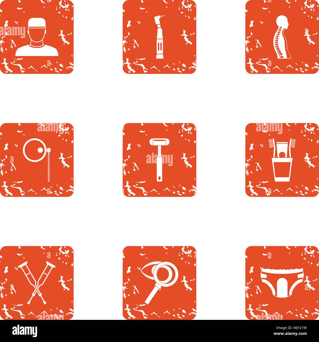L'organisme fixe icons set, grunge style Illustration de Vecteur