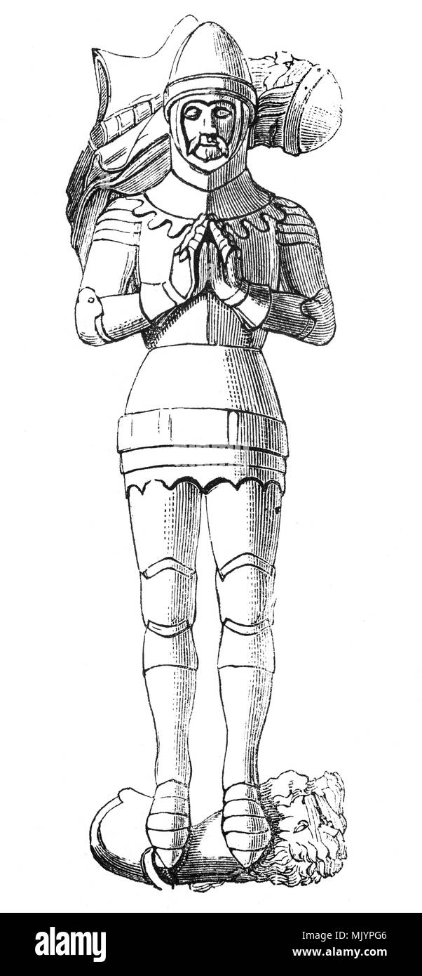 L'effigie de Michael de la Pole, 1er baron de la Pole, comte de Suffolk (1330-1389) a été nommé chancelier en 1383. Cependant, à la fin des années 1380 ses fortunes modifié radicalement, en phase avec ceux du roi. Au cours de la magnifique parlement de 1386 il a été accusé de détournement et de négligence, victime d'un accroissement des tensions entre le Parlement et le roi Richard II et est devenu le premier fonctionnaire de l'histoire de l'Angleterre à être démis de ses fonctions par le processus de mise en accusation. Il est mort à Paris et est enterré dans l'Église des Chartreux, Kingston Upon Hull, Yorkshire, Angleterre Banque D'Images