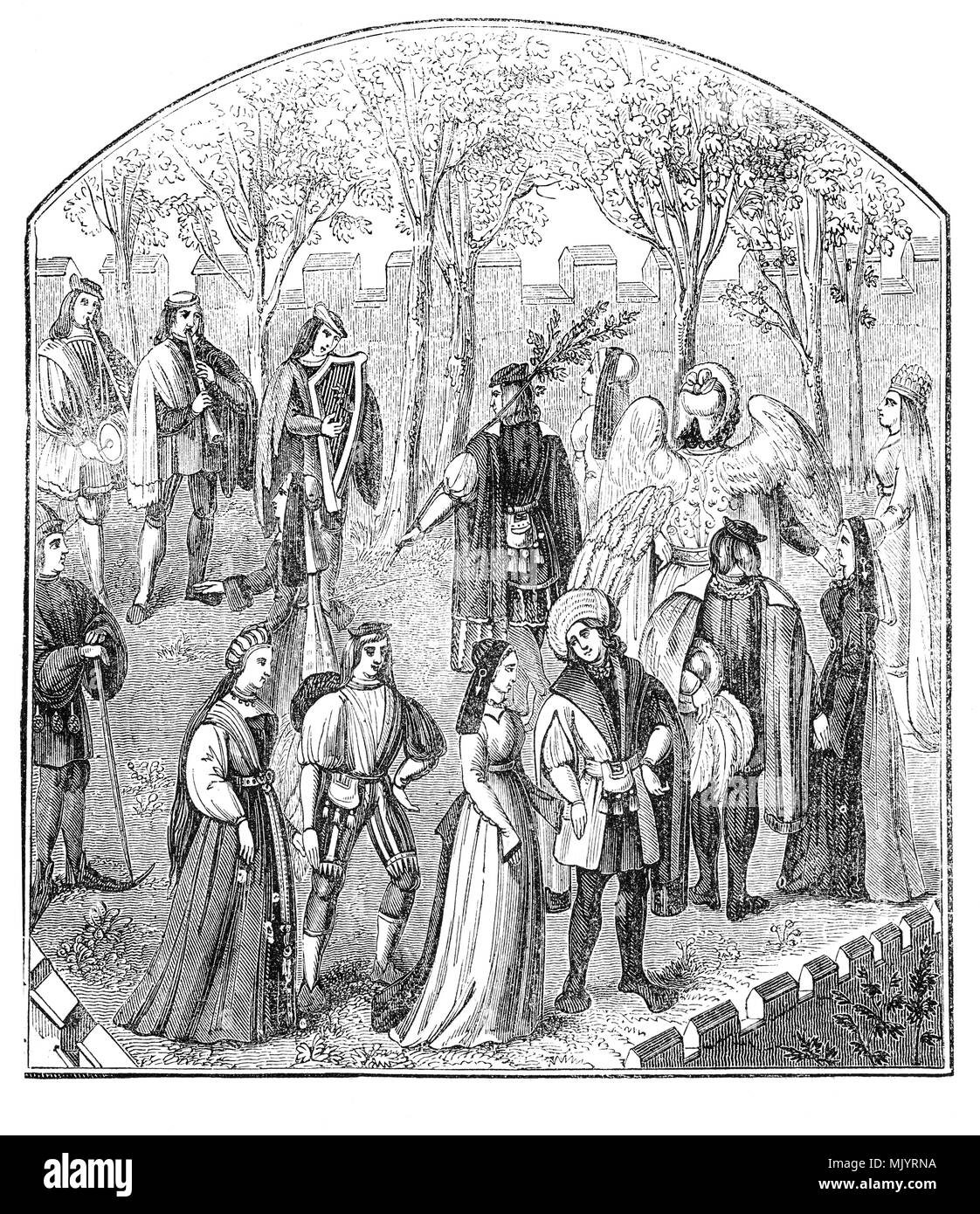 La Danse Dans Le Jardin De Plaisir De Roman De La Rose Composee En France A La Hauteur De L Epoque De La Chevalerie Et L Amour Courtois De Guillaume De Lorris Qui A