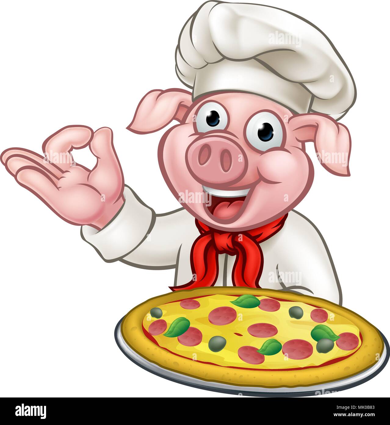 Pizza Chef cochon Personnage Illustration de Vecteur