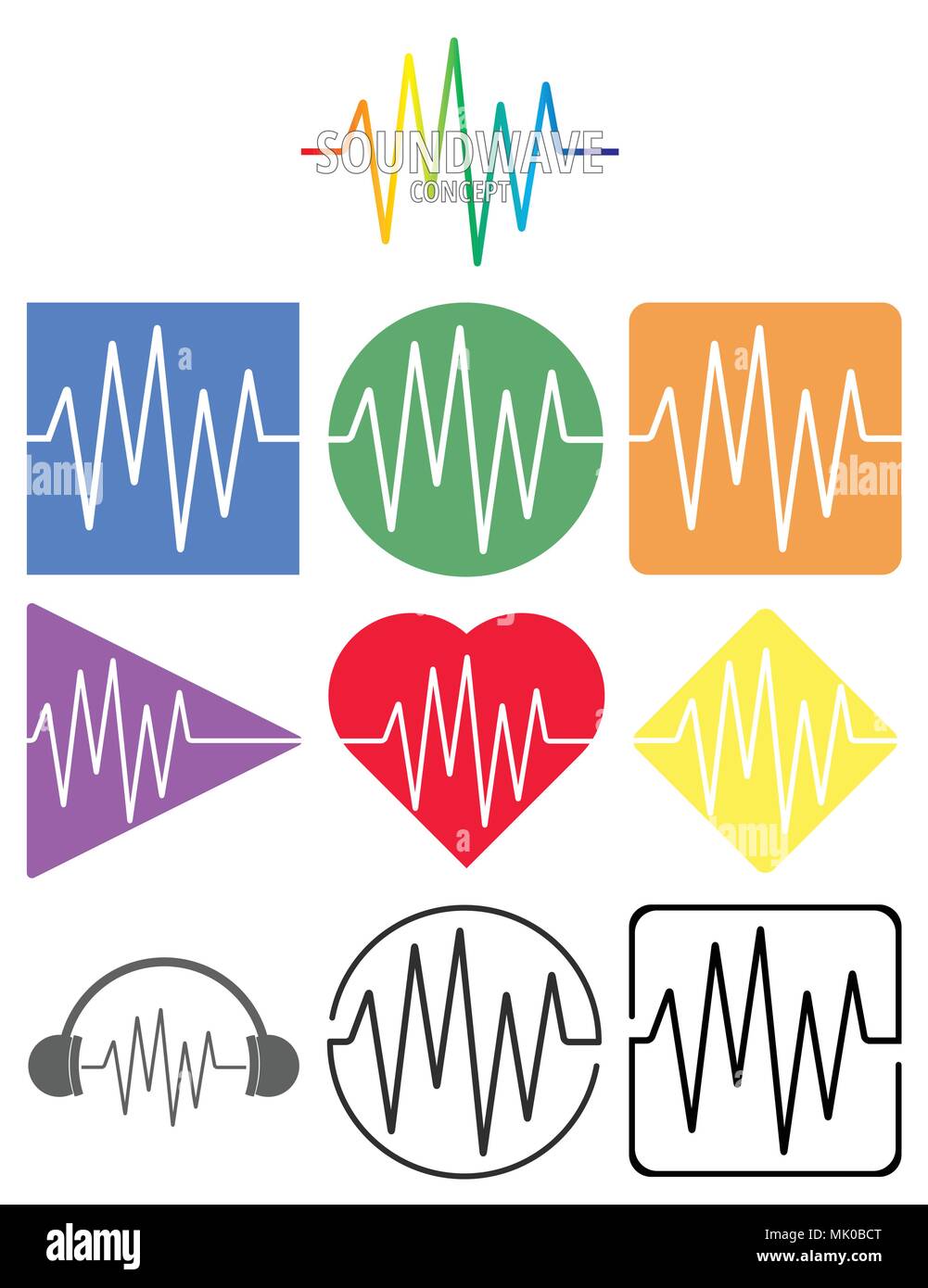 L'icône de l'onde sonore collection concept Illustration de Vecteur