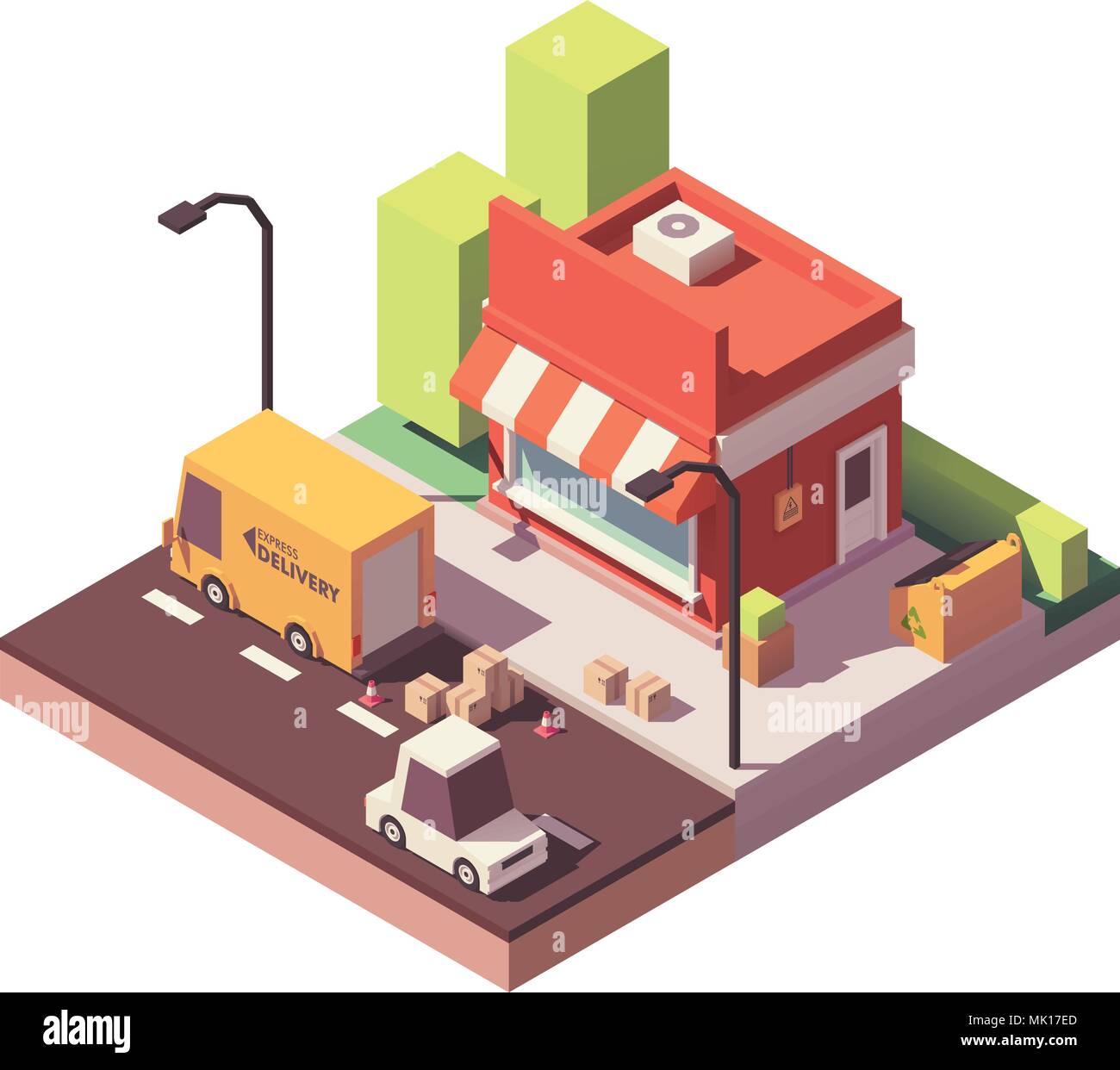 Faible vecteur icône poly shop Illustration de Vecteur