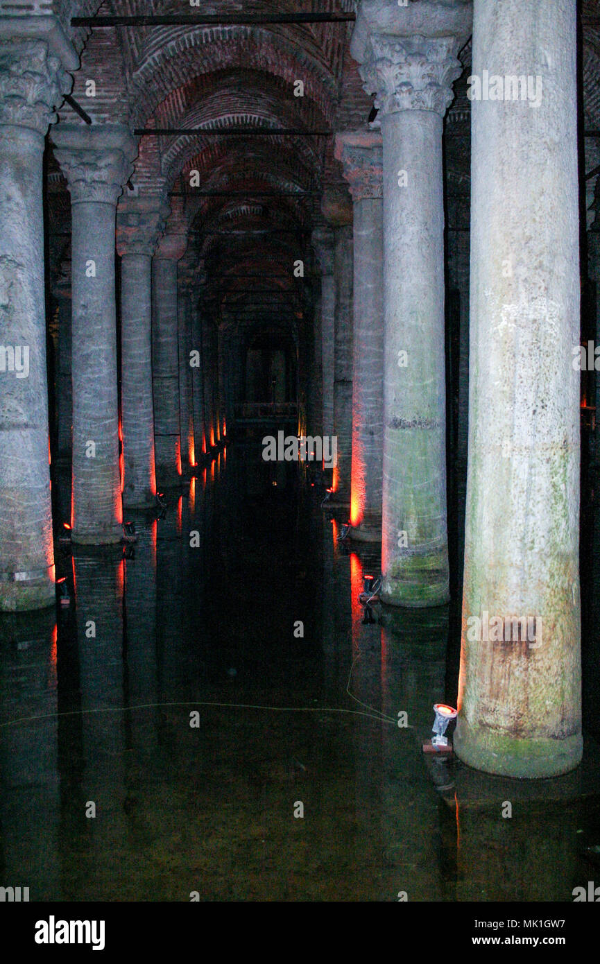 La citerne souterraine Yerebatan Sarnici en turc à Istanbul Turquie Banque D'Images