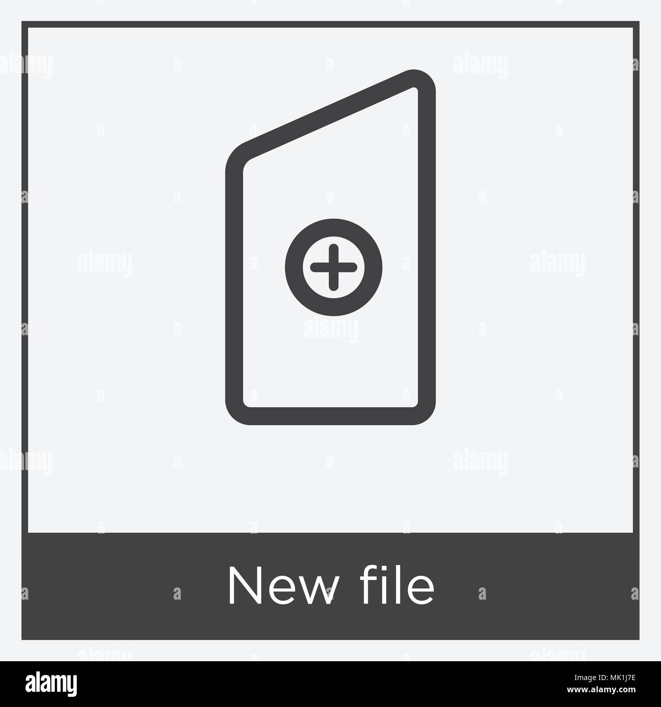 Nouvelle icône de fichier isolé sur fond blanc avec cadre gris, signe et symbole Illustration de Vecteur