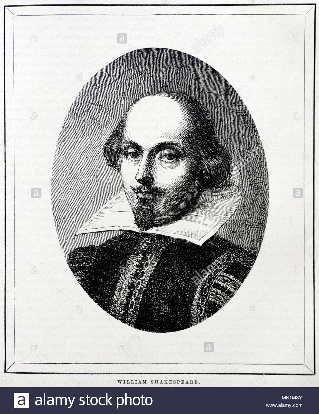 Portrait de William Shakespeare, 26 avril 1564 – 23 avril 1616 était un poète et dramaturge anglais, largement considéré comme le plus grand écrivain de langue anglaise, et l'illustration théâtriste prééminente du monde, ancienne des années 1880 Banque D'Images