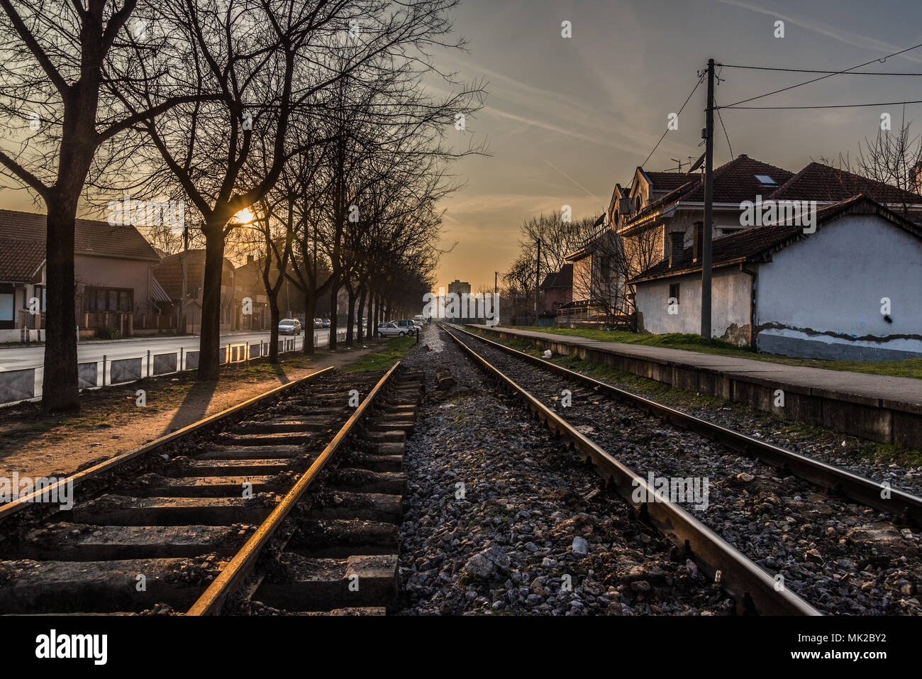 Deux voies de chemin de fer Banque D'Images
