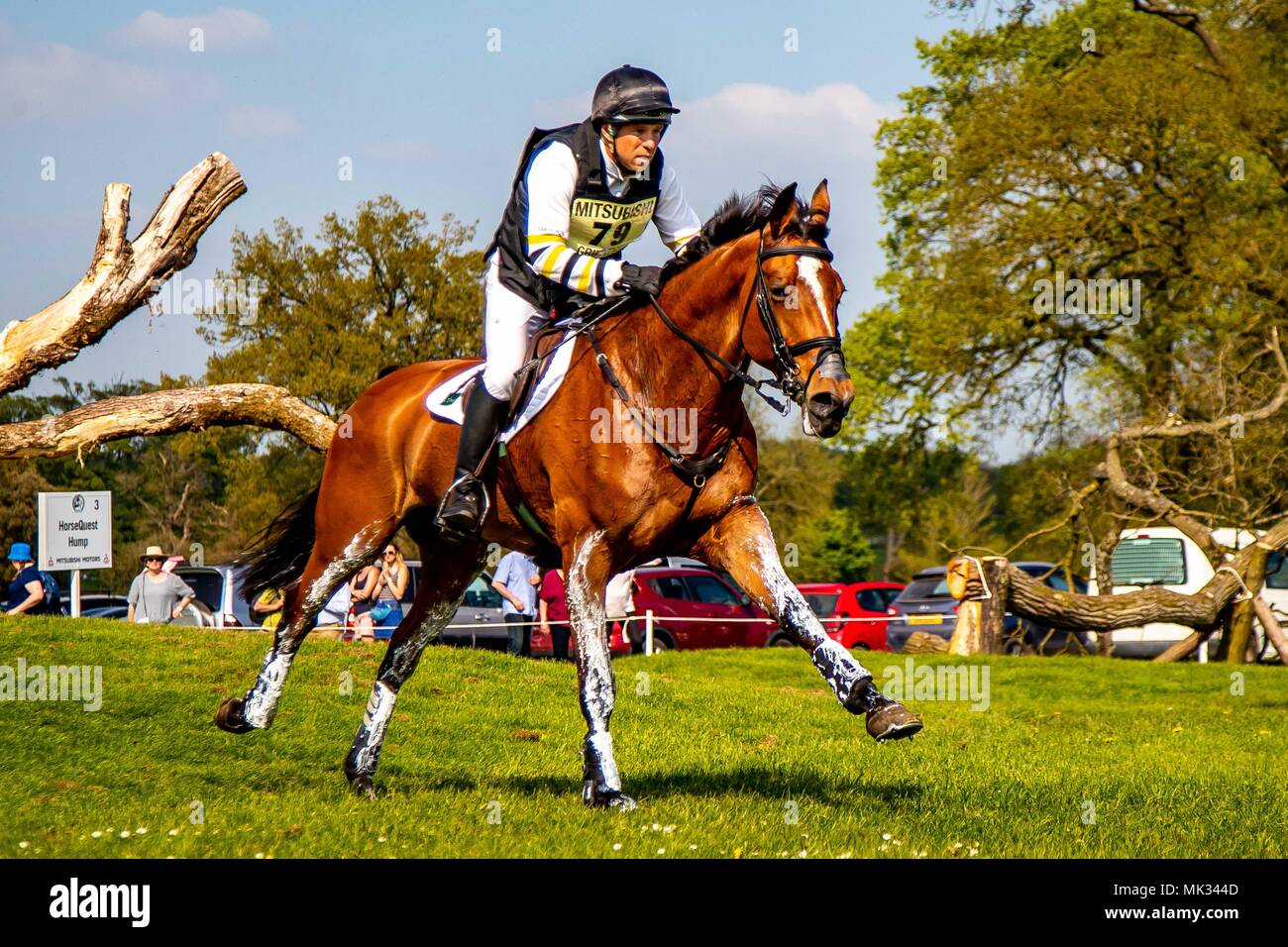 Cross Country. Sam Griffiths. Paulank Brockagh. AUS. Horsequest bosse. Clôture 3. Badminton Horse Trials Mitsubishi. Le Badminton. UK. 05/05/2018. Banque D'Images