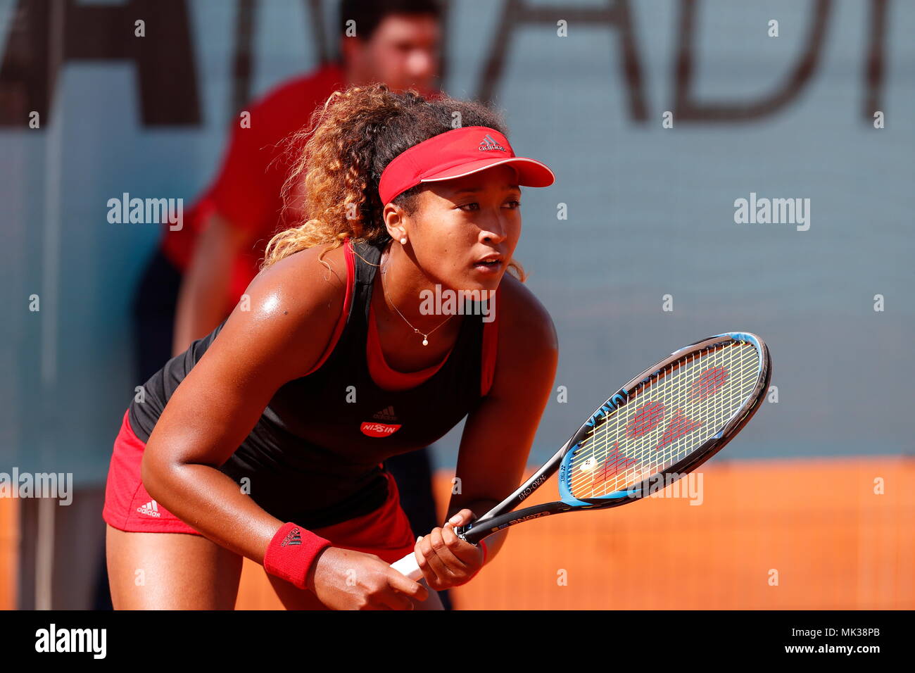 Madrid, Espagne, le 6 mai 2018. 6 mai, 2018. Naomi Osaka (JPN) Tennis : Naomi de Osaka au Japon au cours de singls 1er tour match contre Shuai Zhang de Chine sur le WTA Tour Mutua Madrid Open Tennis Tournament à la Caja Magica de Madrid, Espagne, le 6 mai 2018 . Credit : Mutsu Kawamori/AFLO/Alamy Live News Banque D'Images
