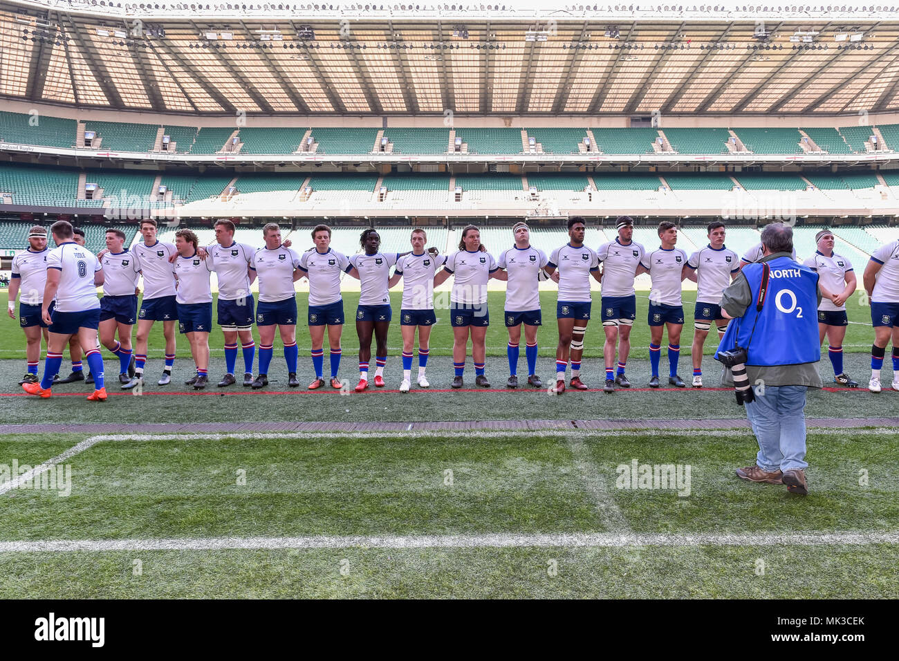 Londres, Royaume-Uni. 6 mai 2018. Présentation de l'équipe à l'équipe de Yorkshire durant 2018 Coupe du RFU - Jason Leonard Division 1 finale : Yorkshire vs U20 U20 Cornwall au stade de Twickenham, le dimanche, 06 mai 2018. Londres, Angleterre. Credit : Taka G Wu Banque D'Images