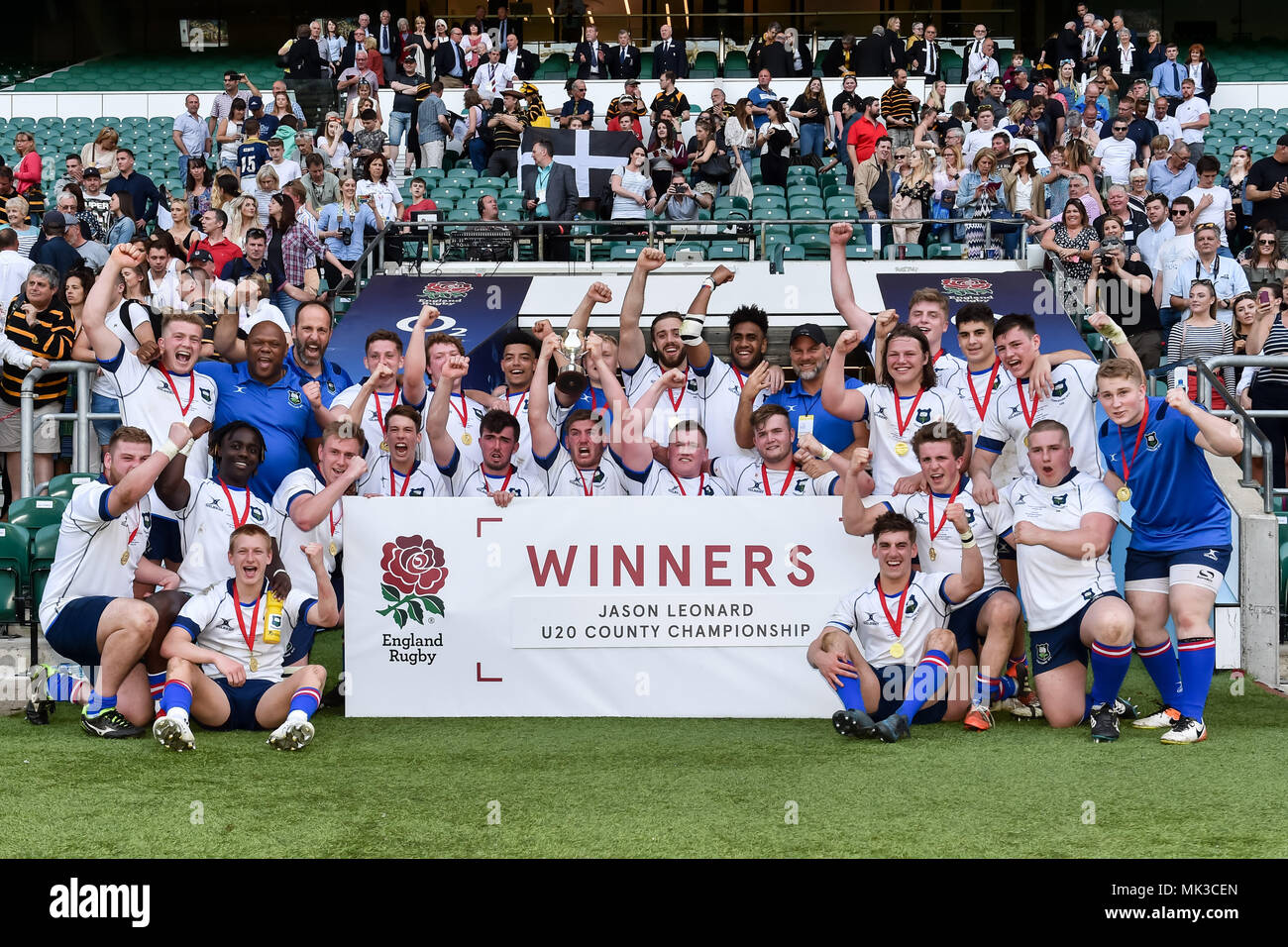 Londres, Royaume-Uni. 6 mai 2018. Yorkshire de l'équipe a remporté la finale de la Division 1 Jason Leonard au cours de 2018 - La Coupe du RFU Jason Leonard Division 1 finale : Yorkshire U20 U20 vs Cornwall au stade de Twickenham, le dimanche, 06 mai 2018. Londres, Angleterre. Credit : Taka G Wu Banque D'Images