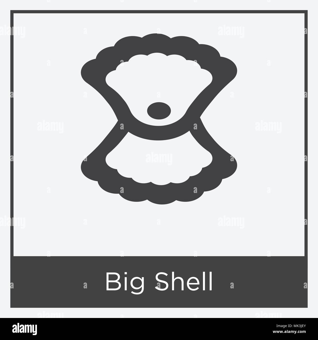 Grande icône Shell isolé sur fond blanc avec cadre gris, signe et symbole Illustration de Vecteur