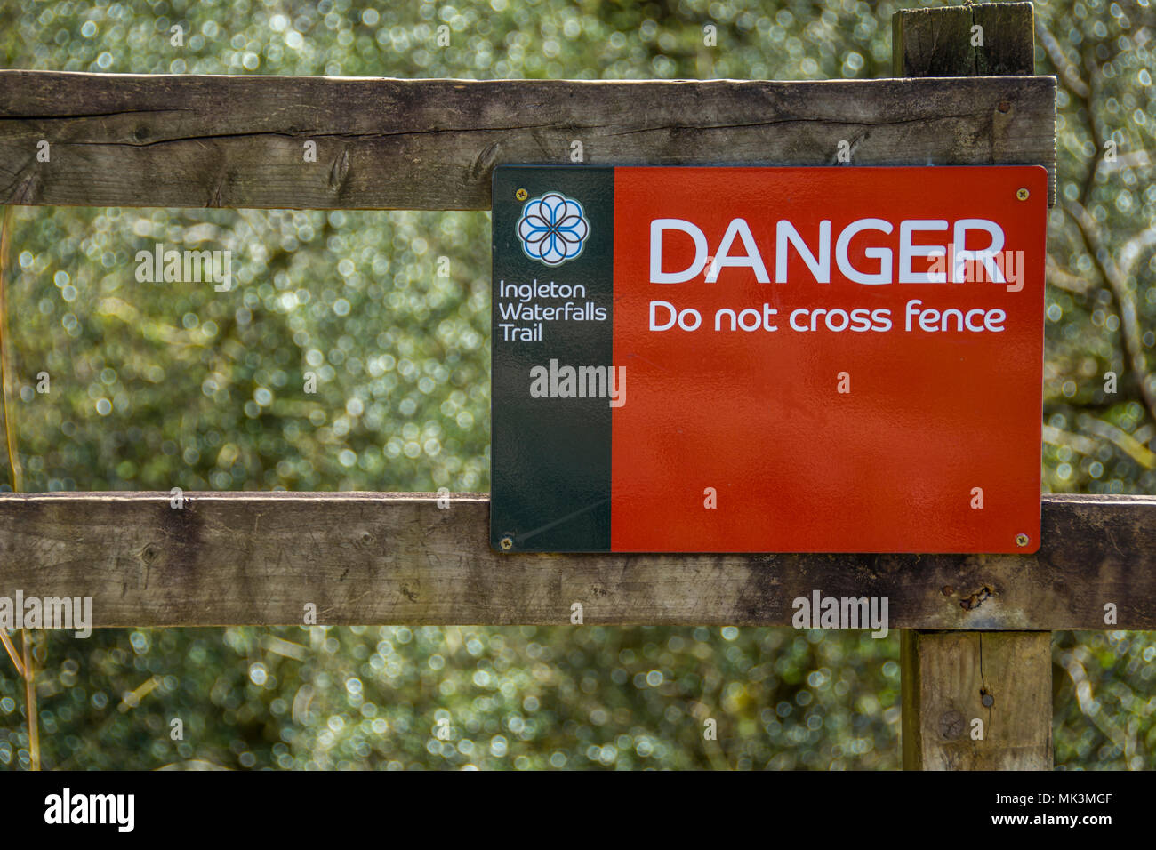 Panneau de danger à Ingleton Sentier des Cascades Banque D'Images