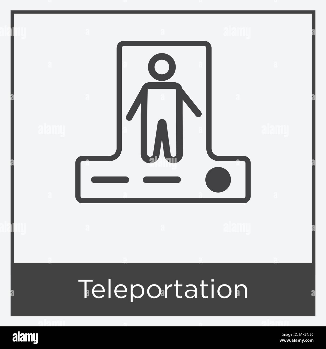 L'icône de téléportation isolé sur fond blanc avec cadre gris, signe et symbole Illustration de Vecteur