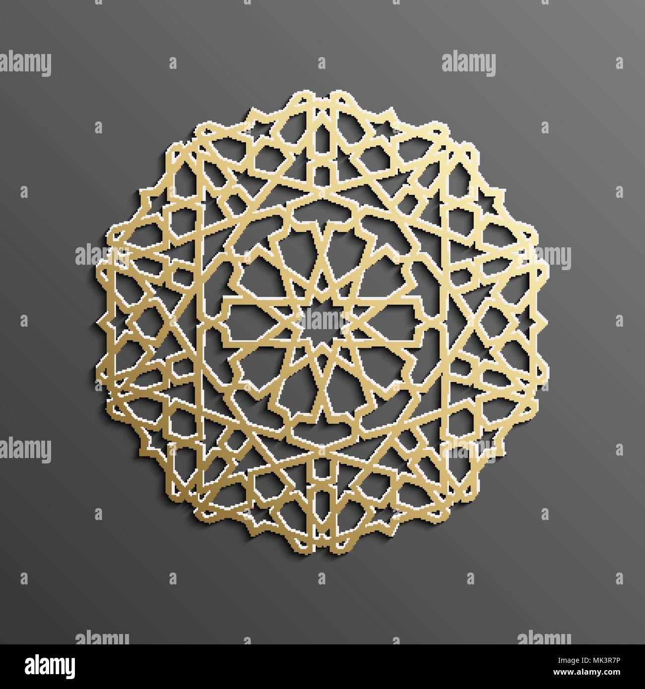 3d mandala islamique sur fond d'or ronde sombre l'ornement. Texture musulmane Architecture . Brochures invitation ,le persan motif design. Illustration de Vecteur