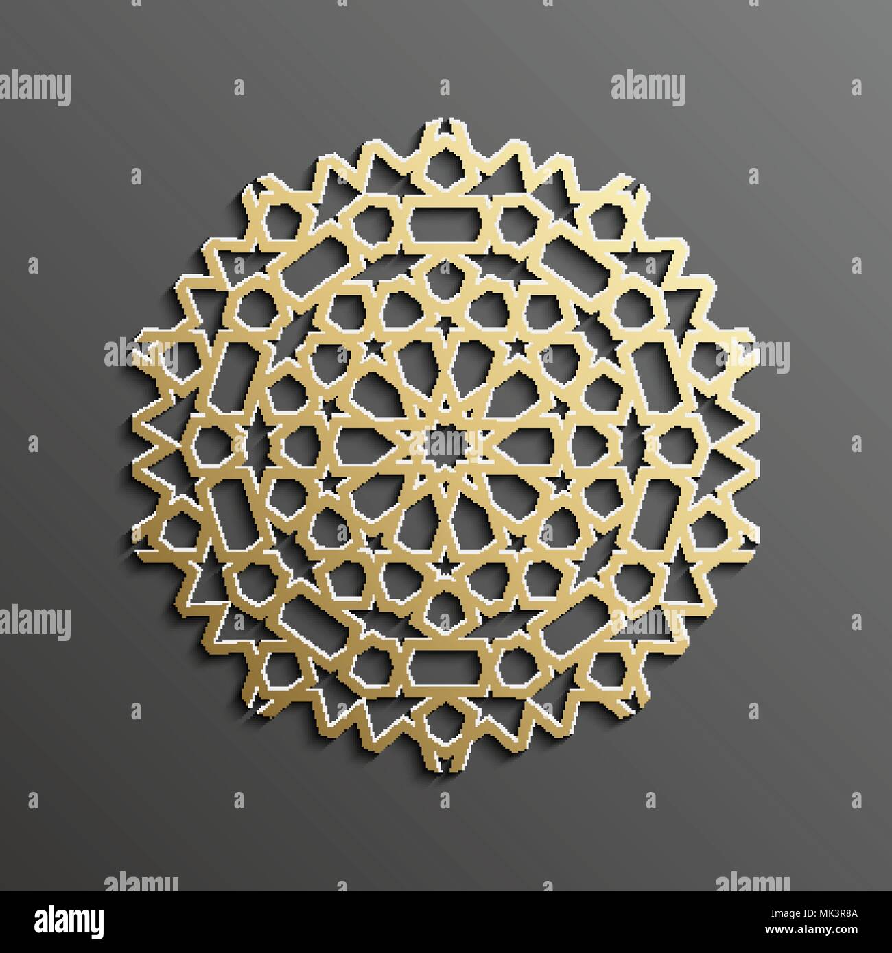 3d mandala islamique sur fond d'or ronde sombre l'ornement. Texture musulmane Architecture . Brochures invitation ,le persan motif design. Illustration de Vecteur