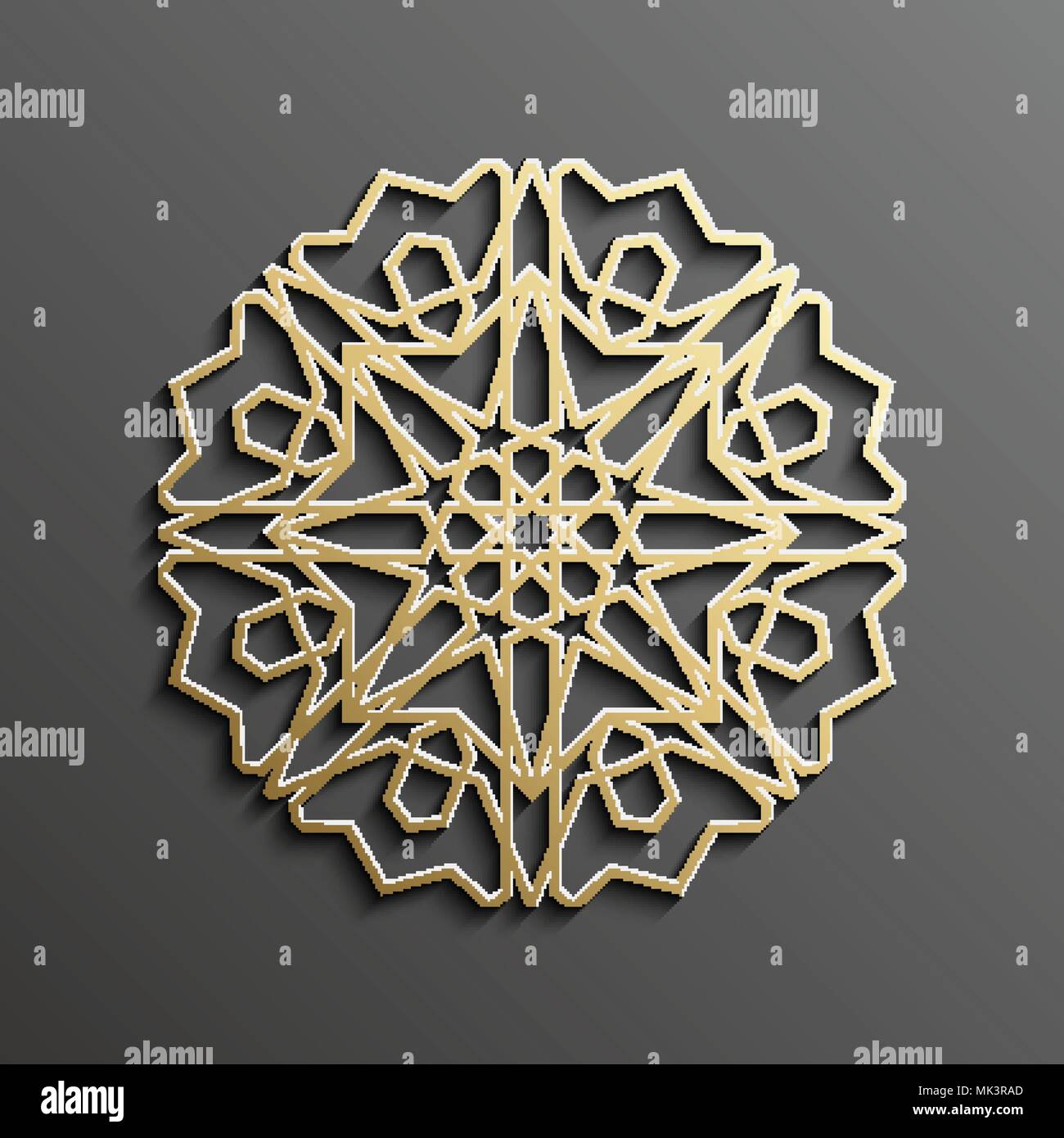 3d mandala islamique sur fond d'or ronde sombre l'ornement. Texture musulmane Architecture . Brochures invitation ,le persan motif design. Illustration de Vecteur