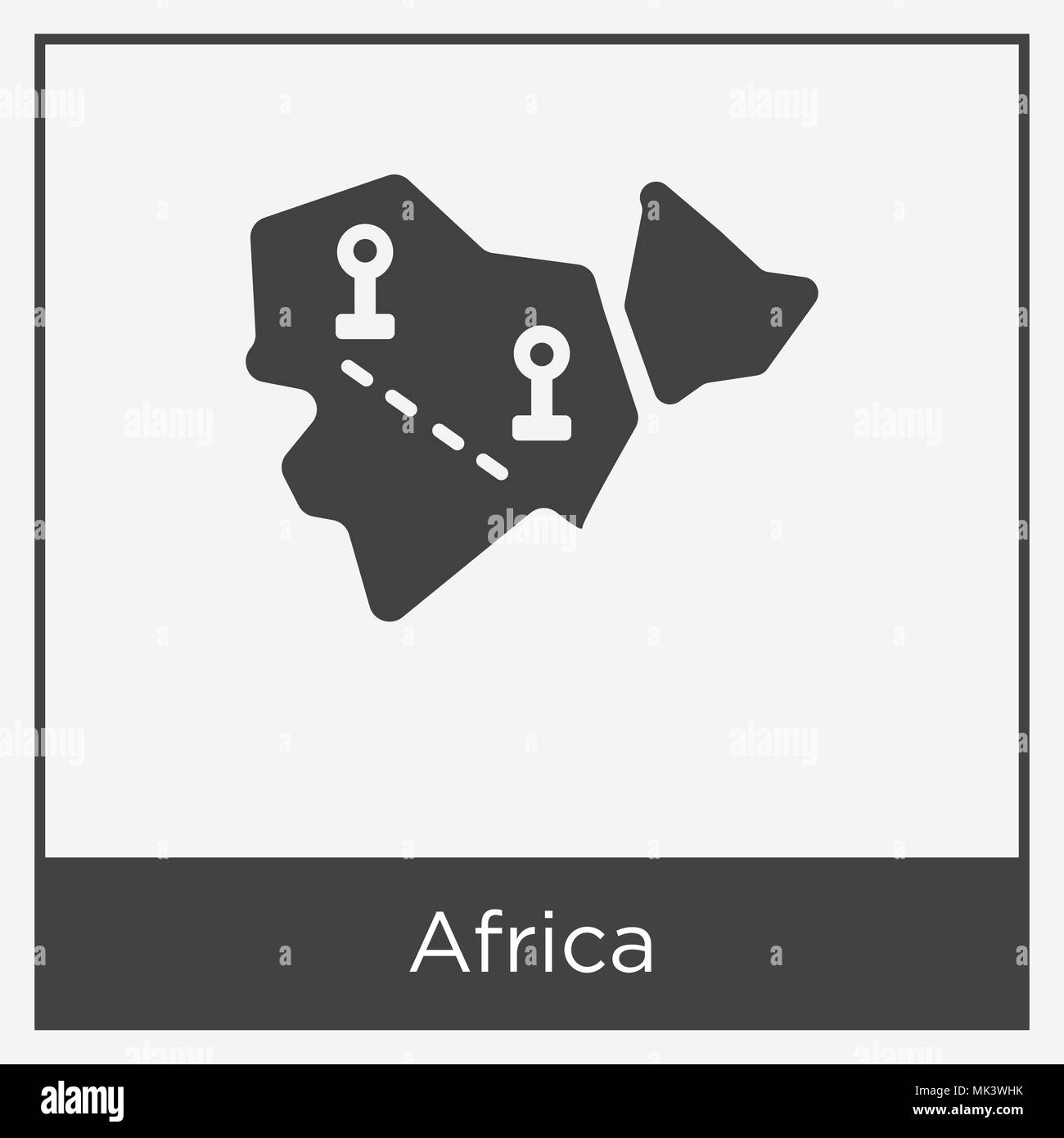 L'icône de l'Afrique isolé sur fond blanc avec cadre gris, signe et symbole Illustration de Vecteur