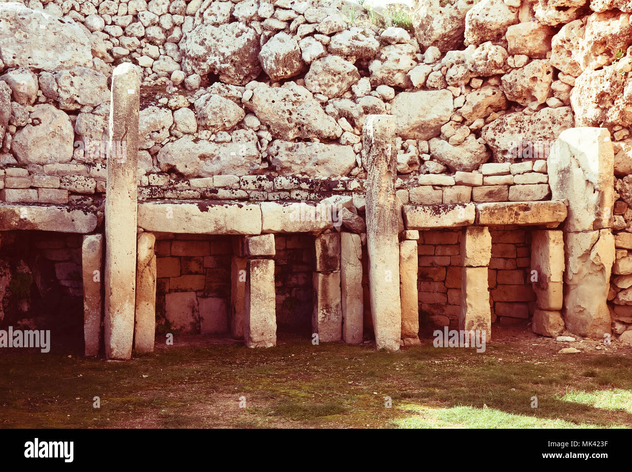 Néolithique Ggantija temples. Gozo (îles maltaises). Construit en 3600 environ AV. Banque D'Images