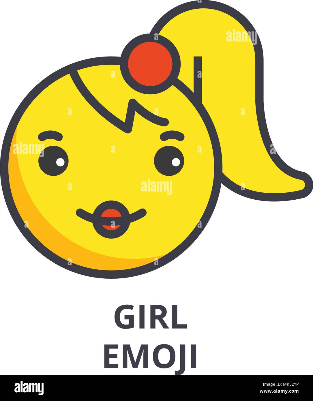 L'icône de la ligne du vecteur emoji fille, signe, l'illustration en arrière-plan, coups modifiable Illustration de Vecteur
