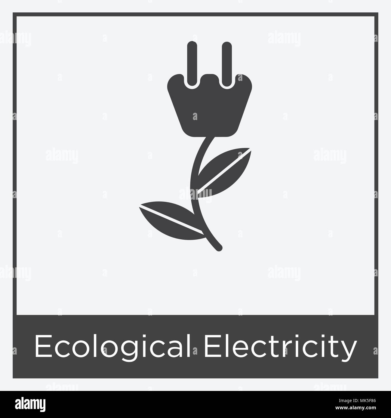 L'icône de l'électricité écologique isolé sur fond blanc avec cadre gris, signe et symbole Illustration de Vecteur