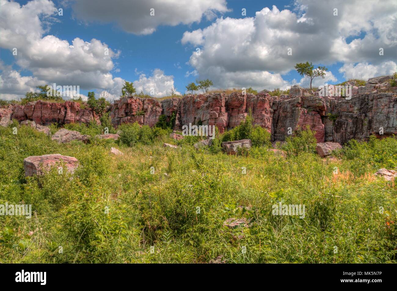 Pipestone National Monument fait partie du réseau des parcs nationaux. Il est situé est au sud-ouest du Minnesota et préserve un type de roche qui indigènes locaux Banque D'Images