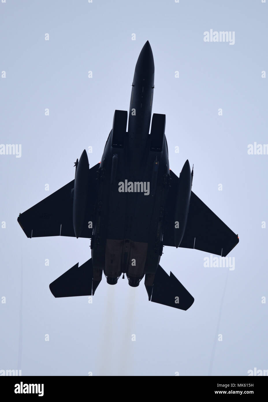 Un U.S. Air Force F-15E Strike Eagle de la 389e Escadron de chasse, Mountain Home Air Force Base, Texas, monte sur la base aérienne Tyndall, en Floride, le 9 novembre 2017. Mountain Home AFB envoyé actifs à la Tyndall pour participer à l'exercice drapeau à damiers 18-1 et lutter contre Archer. (U.S. Air Force photo par un membre de la 1re classe Ésaïe J. Soliz/libérés) Banque D'Images