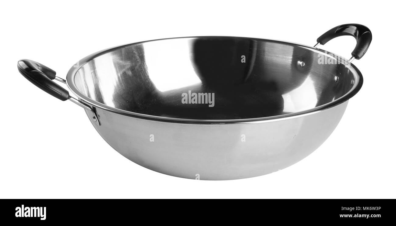 Wok, Wok cuisson Asie sur l'arrière-plan. Banque D'Images