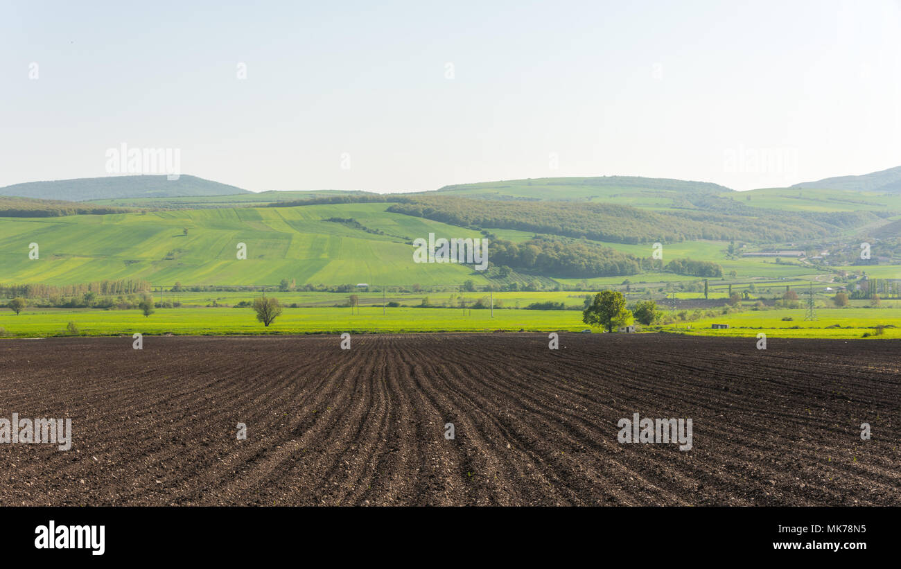 A labouré des terres agricoles, des terres arables Banque D'Images