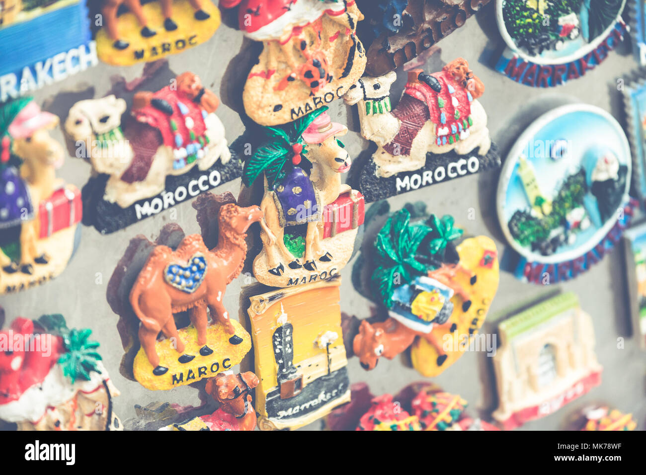 Aimants De Réfrigérateur De Souvenirs à Vendre, Marrakech, Maroc Photo