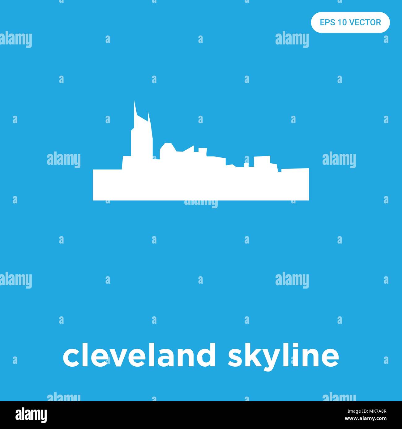 Skyline cleveland icône vecteur isolé sur fond bleu, signe et symbole Illustration de Vecteur