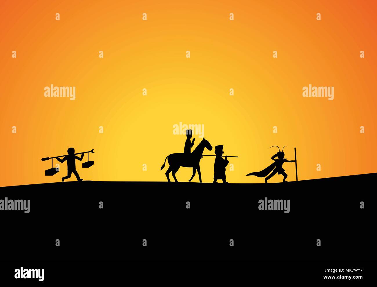 Voyage vers l'Ouest en silhouette vector art art Illustration de Vecteur