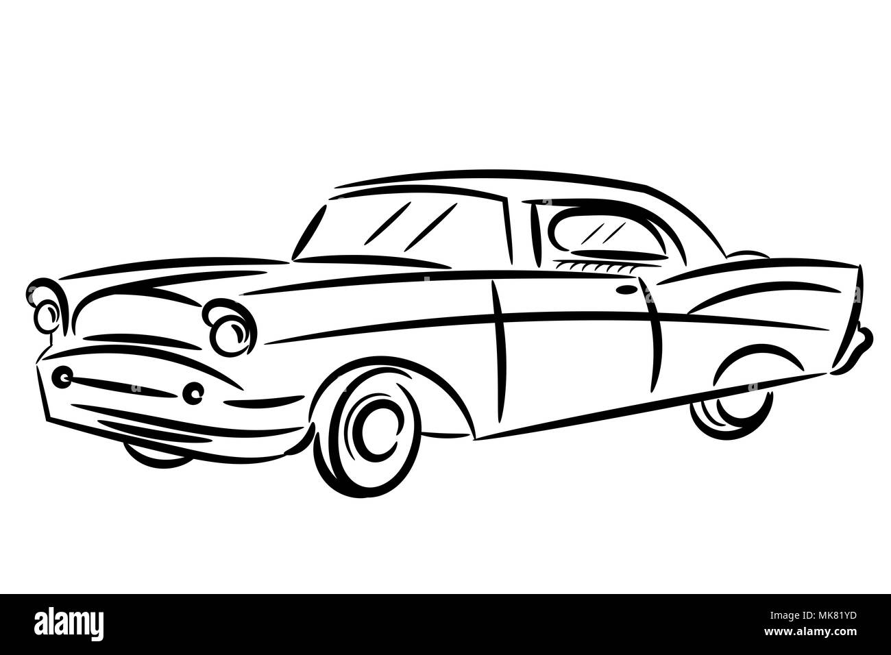 Voiture rétro Vintage isoler stylisé Banque D'Images