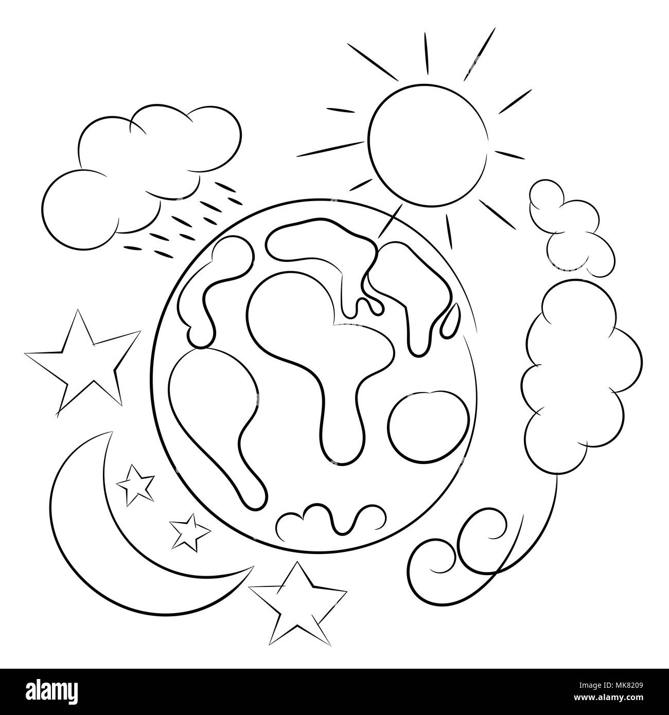 La planète Terre sommaire météo isolated on white Banque D'Images