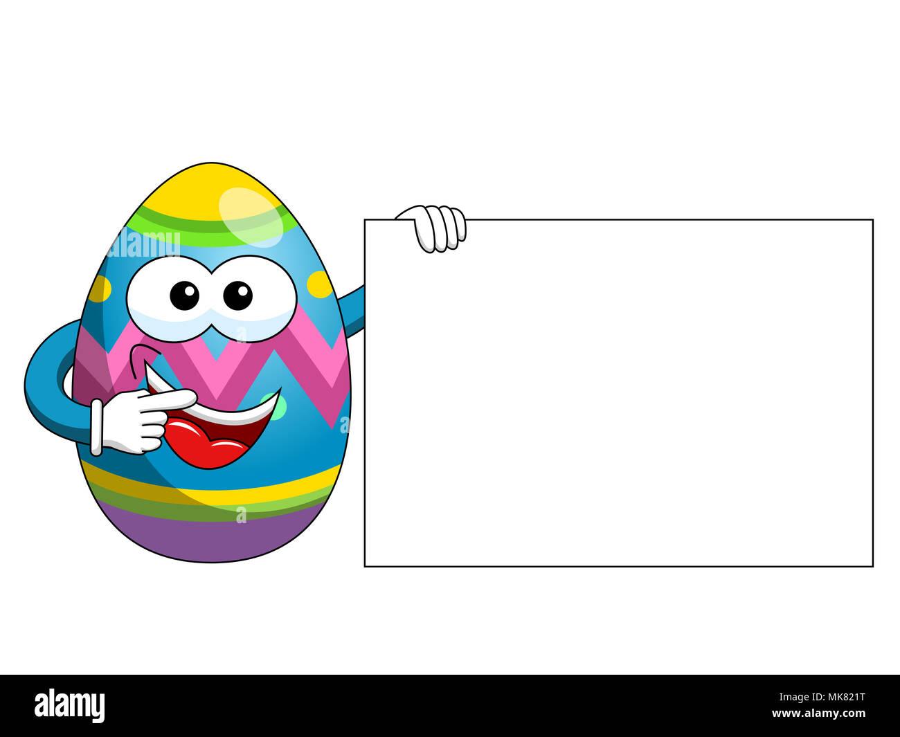 Oeufs de Pâques décorés mascot holding blank banner isolated on white Banque D'Images