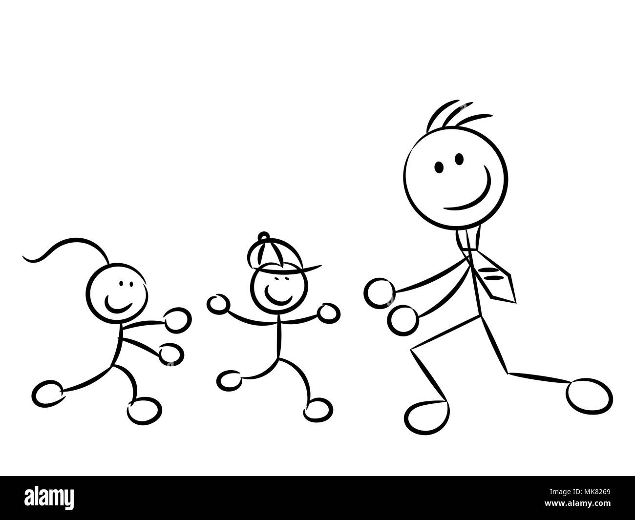 L'exécution sommaire de papa enfants personnages isolated on white Banque D'Images