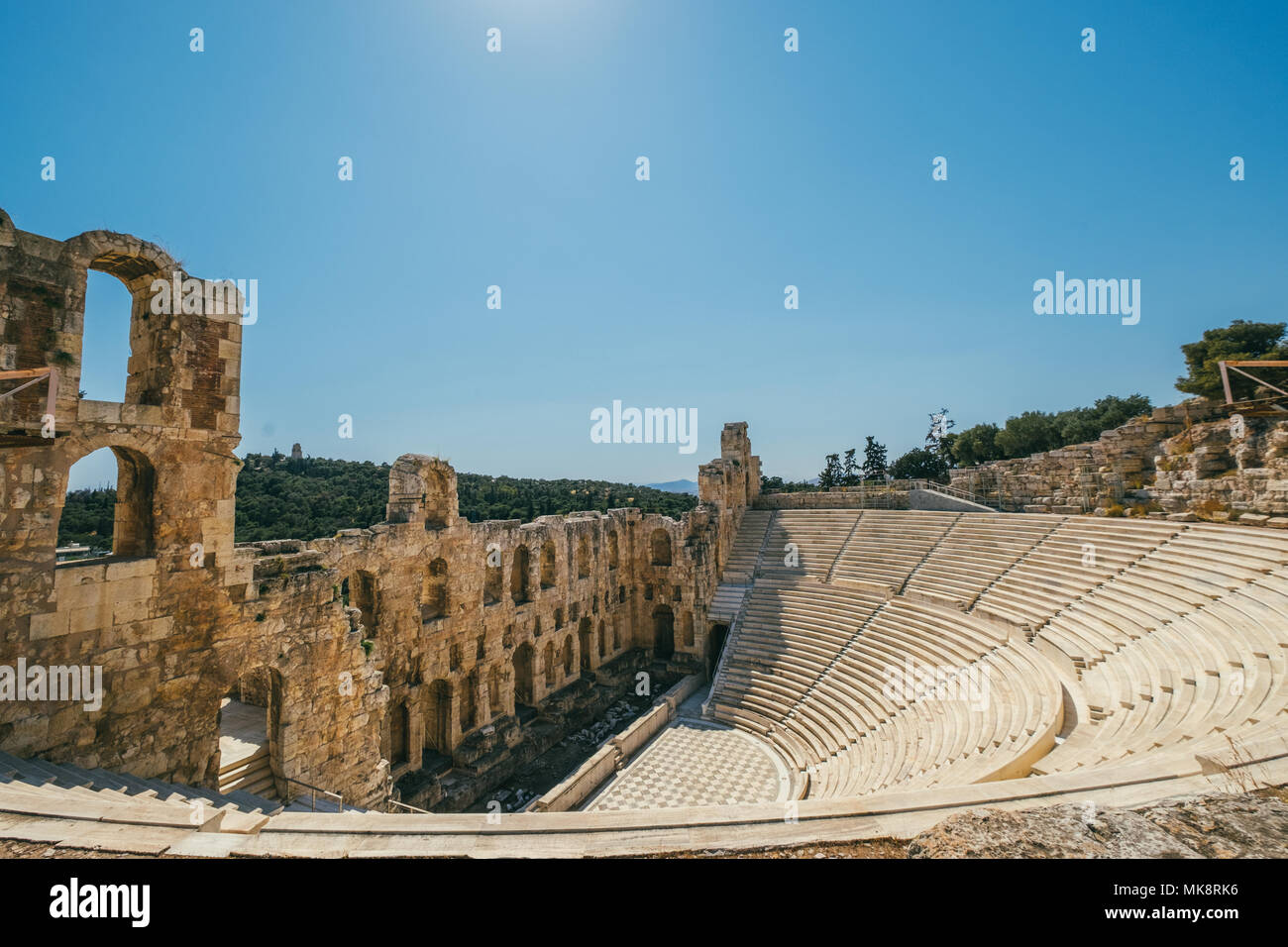 Odéon d'Hérode Atticus. Un théâtre de pierre structure situé sur la pente sud-ouest de l'acropole d'Athènes, Grèce. Banque D'Images