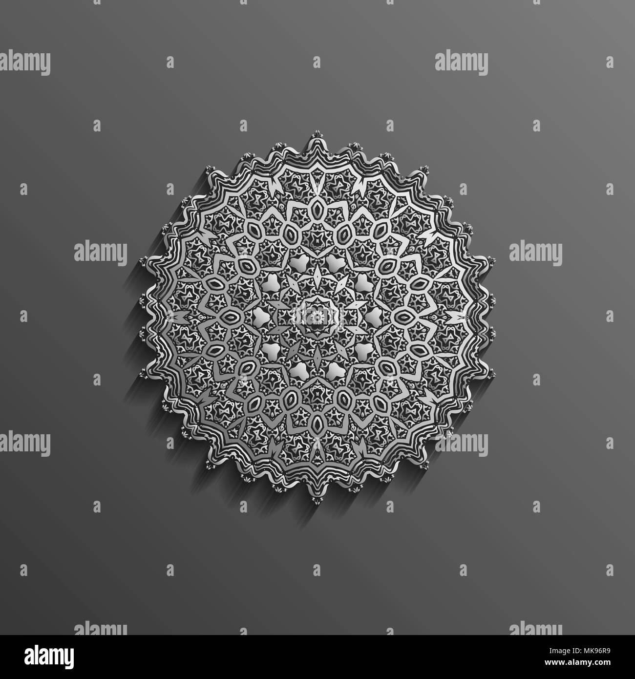 3d sur islamique mandala tour sombre fond ornement musulman architectural design texture . Peut être utilisé pour des brochures, des invitations Banque D'Images