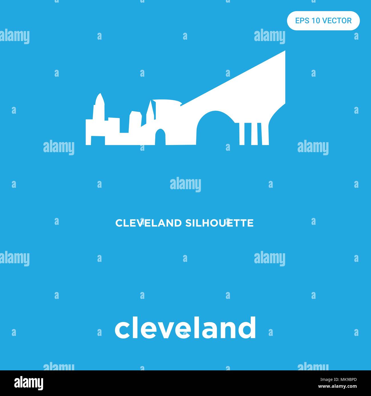 Icône vecteur cleveland isolé sur fond bleu, signe et symbole Illustration de Vecteur