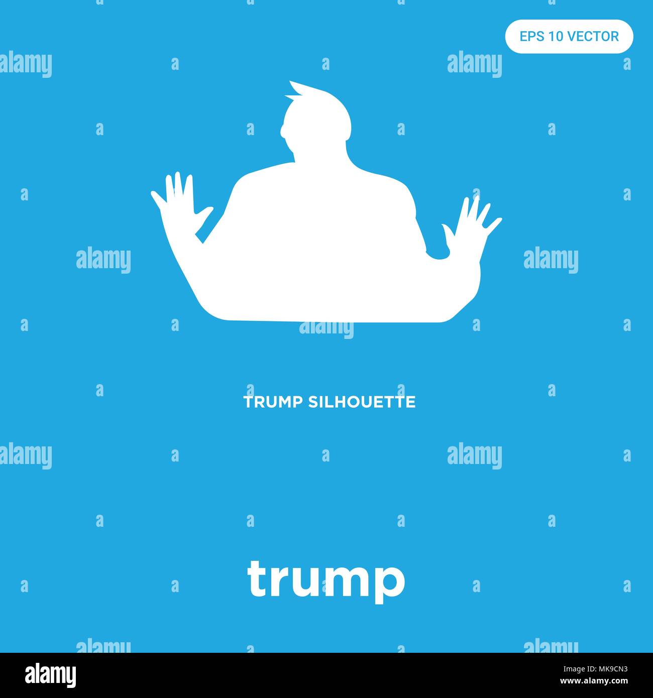 Icône vecteur trump isolé sur fond bleu, signe et symbole Illustration de Vecteur