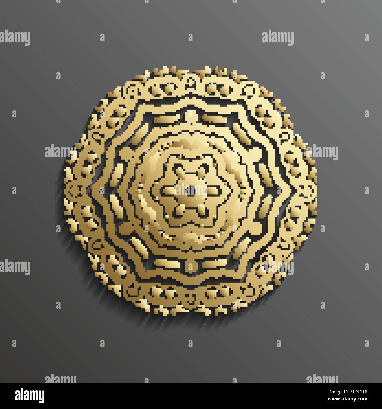 3d gold islamique sur toute l'arrière-plan foncé mandala ornement architectural design texture musulmane . Peut être utilisé pour des brochures invitations,persian Illustration de Vecteur