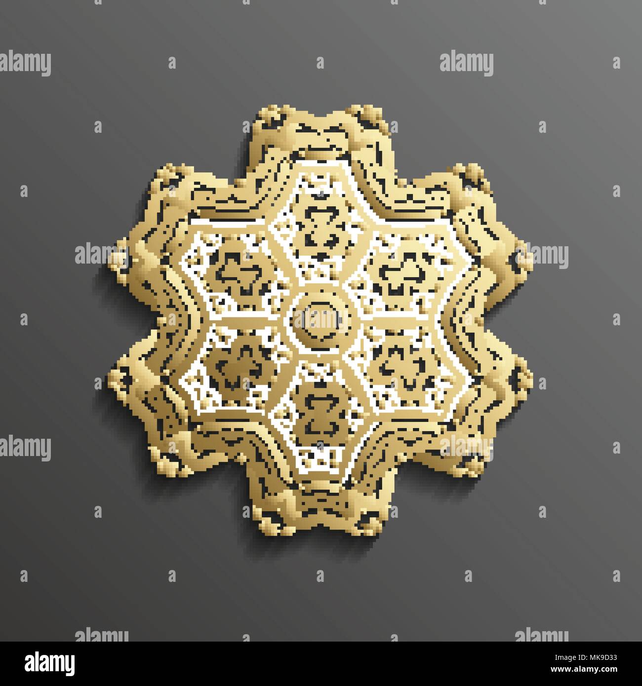 3d gold islamique sur toute l'arrière-plan foncé mandala ornement architectural design texture musulmane . Peut être utilisé pour des brochures invitations,persian Illustration de Vecteur