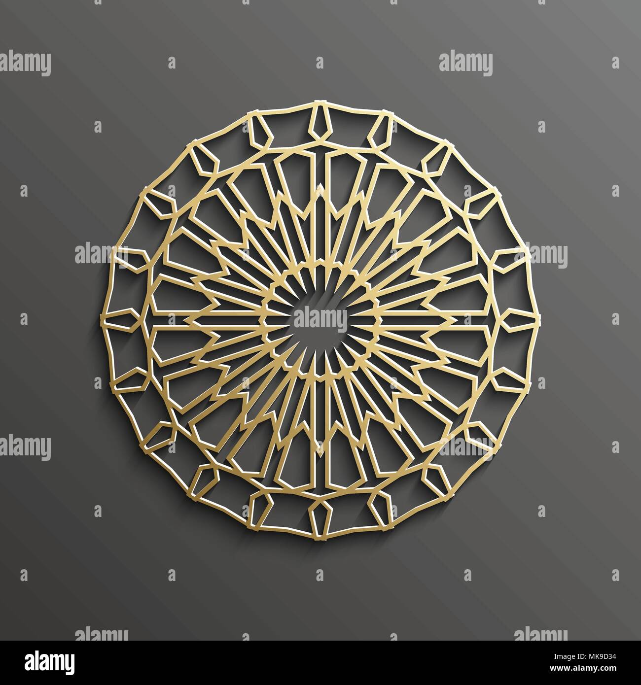 3d gold islamique sur toute l'arrière-plan foncé mandala ornement architectural design texture musulmane . Peut être utilisé pour des brochures invitations,persian Illustration de Vecteur