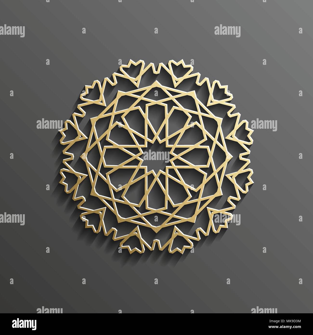3d gold islamique sur toute l'arrière-plan foncé mandala ornement architectural design texture musulmane . Peut être utilisé pour des brochures invitations,persian Illustration de Vecteur